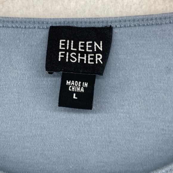 EILEEN FISHER Top L Cotton Interlock Jersey Crewneck Short Sleeve Sea Spray Blue - Picture 5 of 13